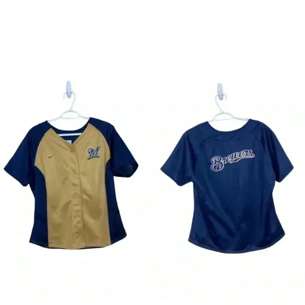 Brewers baseball Milwaukee Nike baseball jersey shirt sleeve MLB